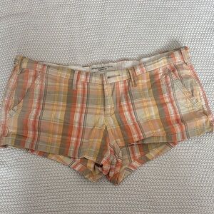 Abercrombie & Fitch Women's Plaid Shorts - Orange and Brown